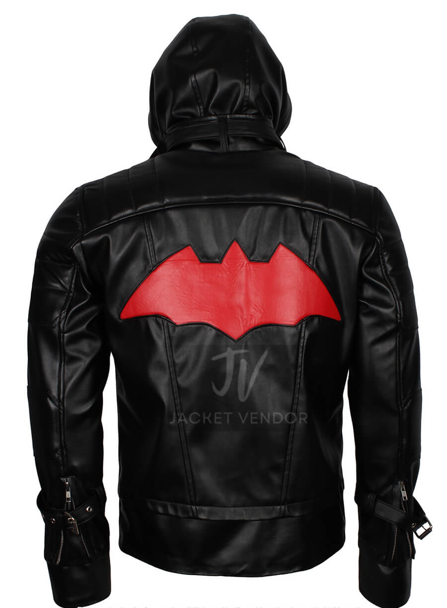 Nightfall Phantom Hooded  Black Leather Jacket