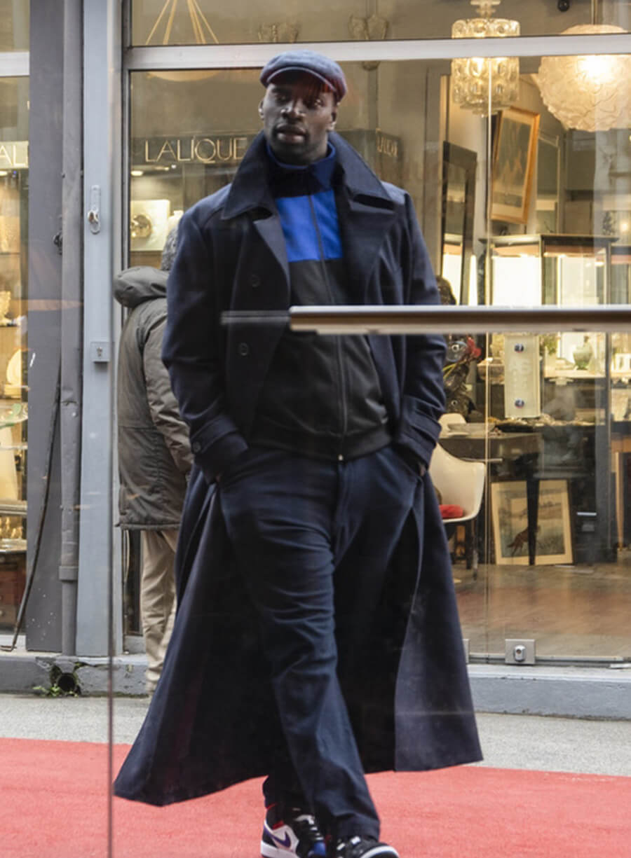 Omar Sy Lupin Assane Diop Black Wool Long Coat