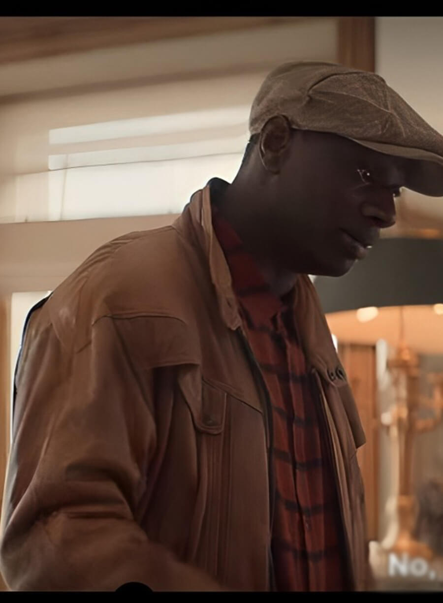 Omar Sy Lupin Assane Diop Brown Leather Jacket