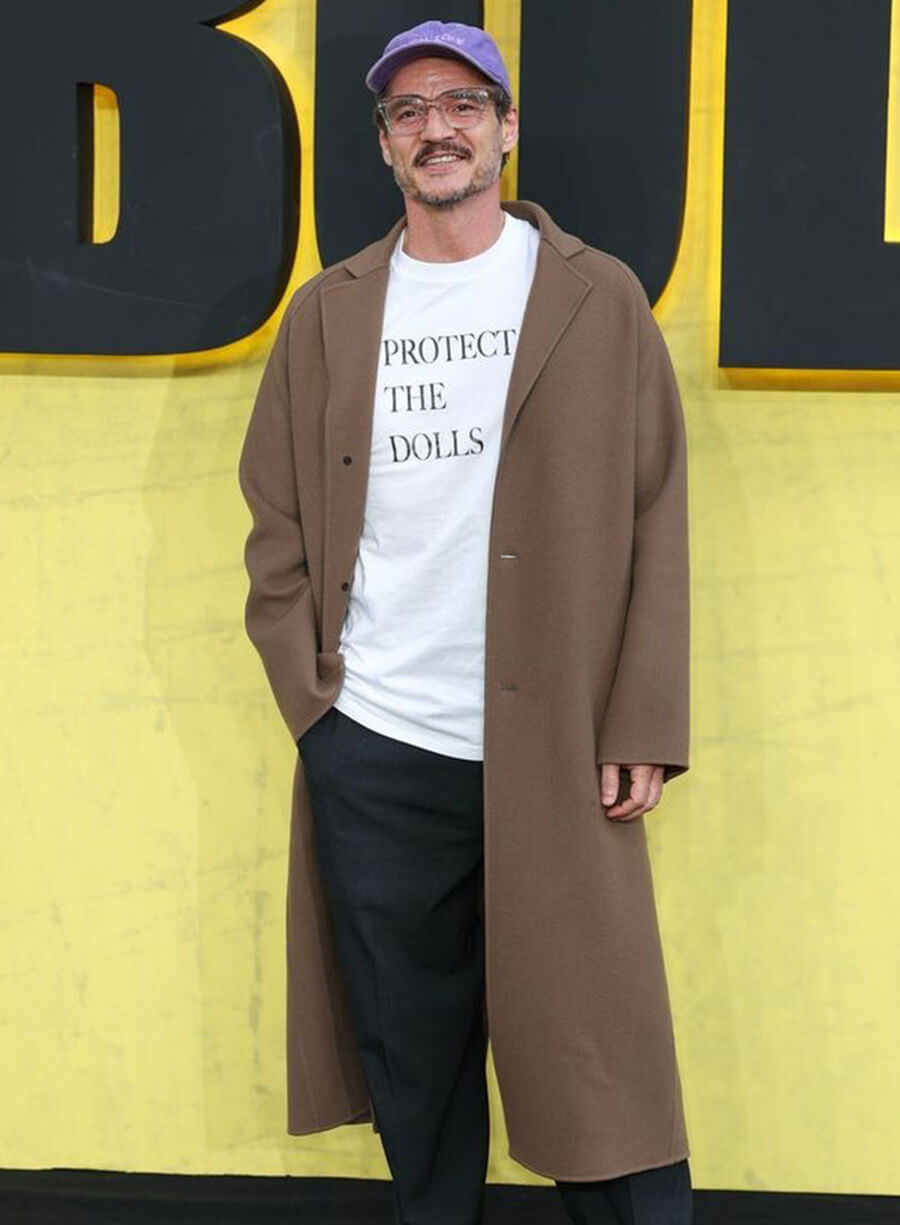 Pedro Pascal Brown Wool Coat