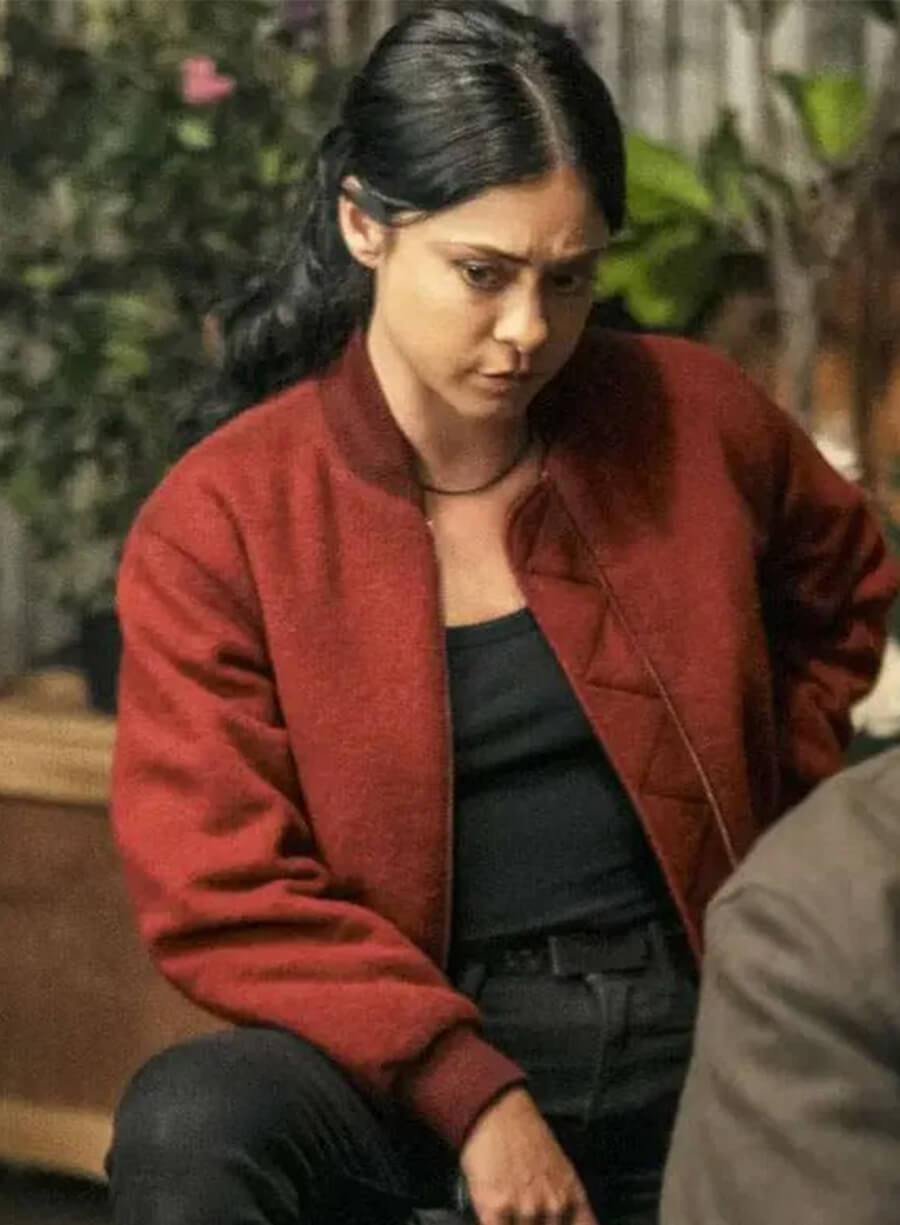 Play Dirty 2025 Rosa Salazar Zen Maroon Bomber Jacket