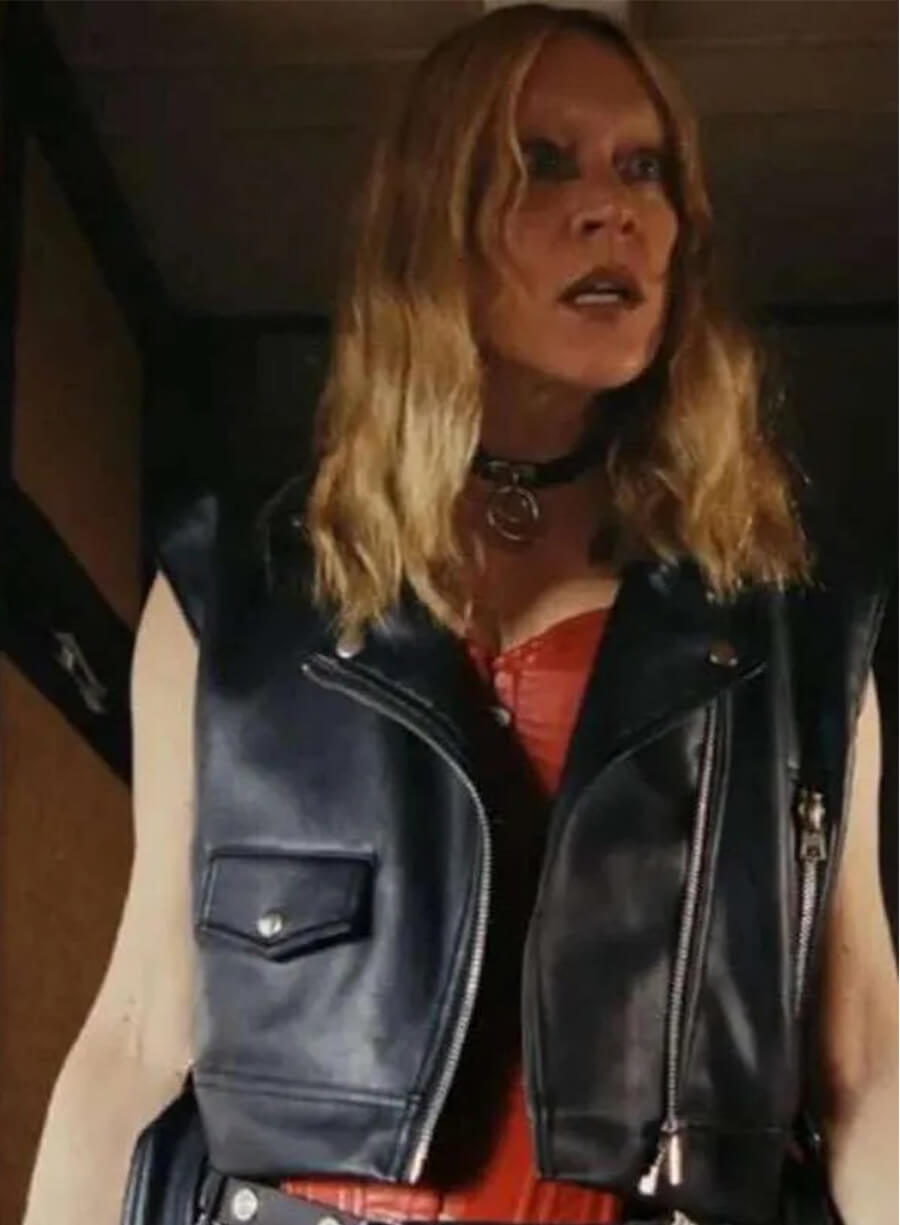 Poker Face Ruby Ruin Black Leather Vest