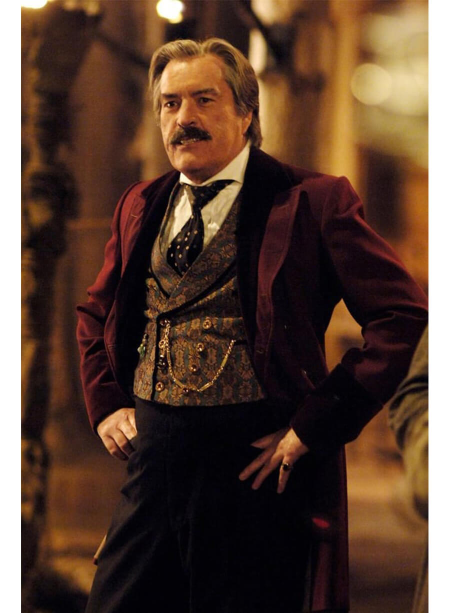 Powers Boothe Deadwood Cy Tolliver Maroon Coat