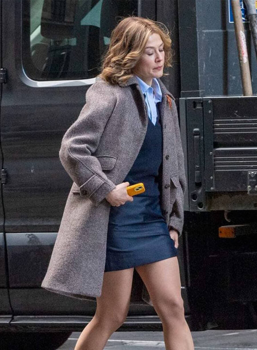 Rosamund Pike Ladies First 2026 Alex Fox Grey Coat
