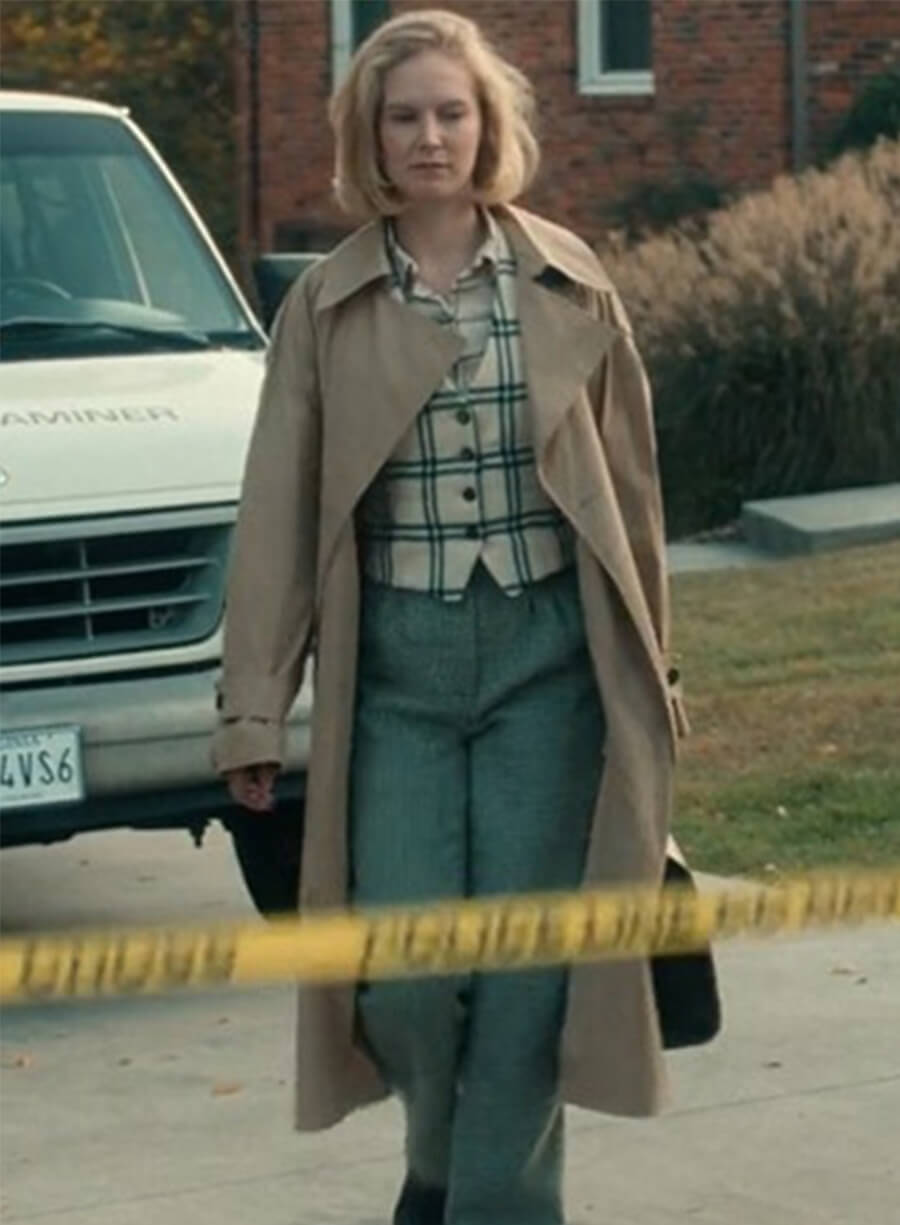 Rosy McEwen Scarpetta 2026 Past Kay Beige Coat