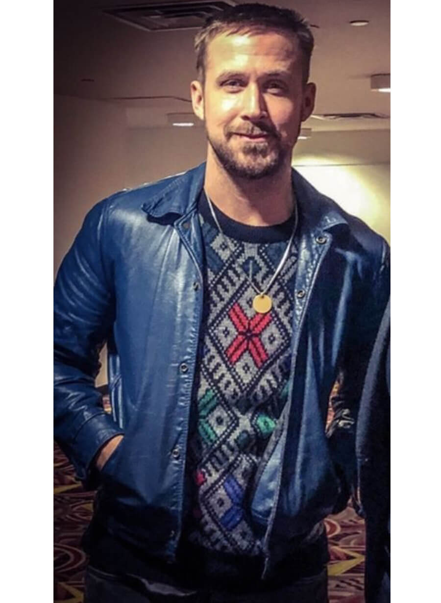 Ryan Gosling Leather Blue Jacket