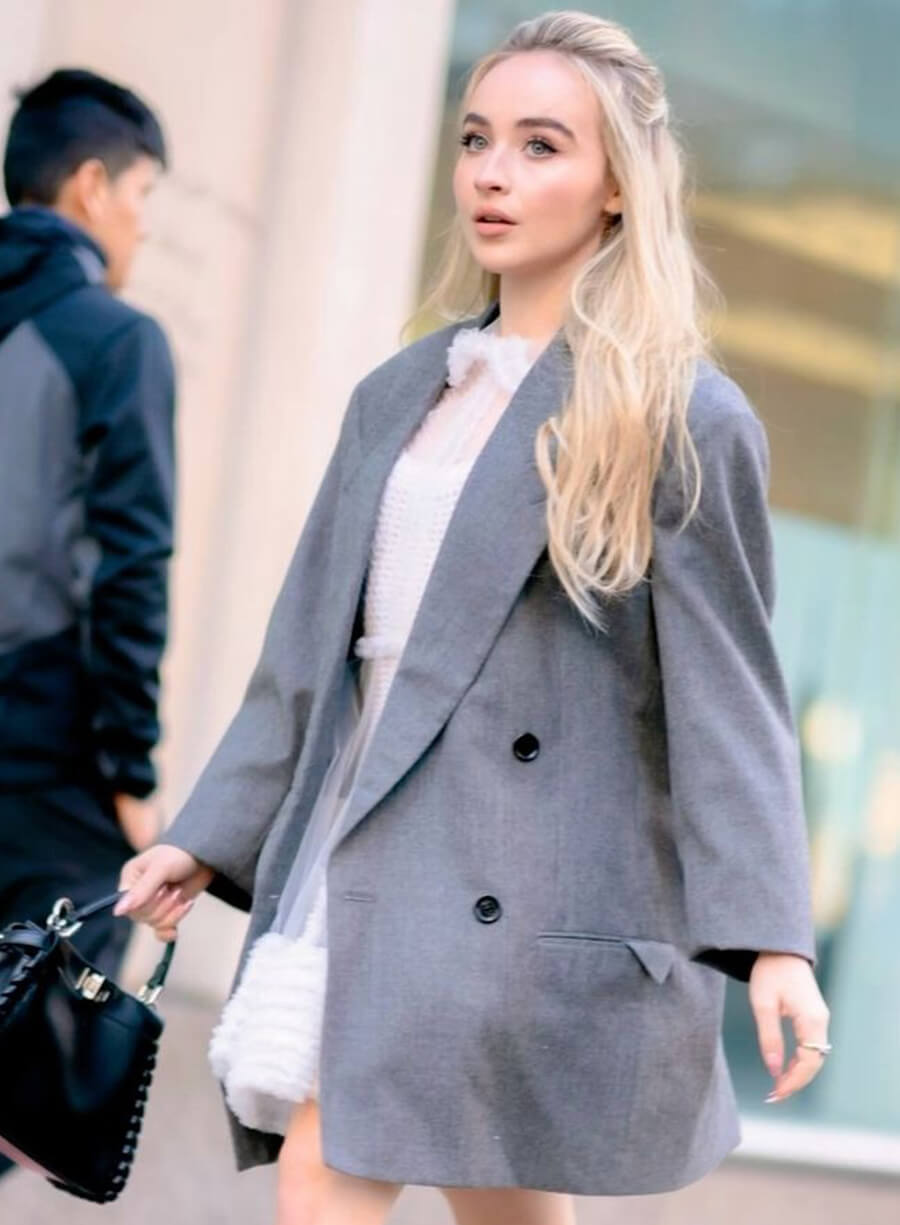 Sabrina Carpenter Grey Blazer Coat