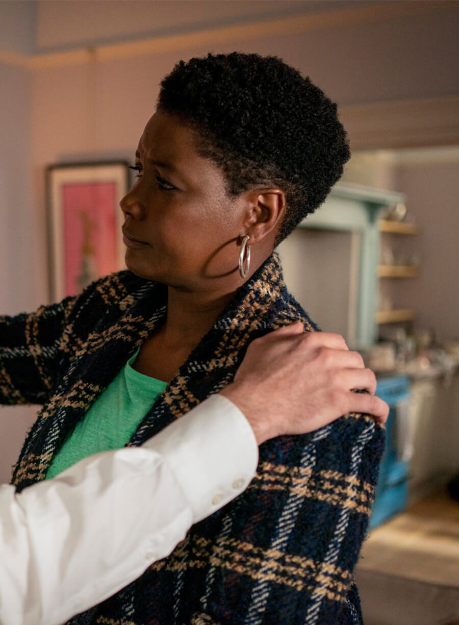 Sarah Niles Ted Lasso DR. Sharon Wool Plaided Coat