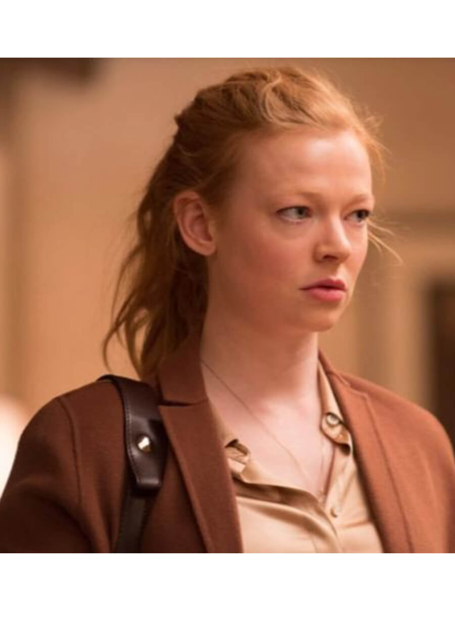 Sarah Snook Succession S01 Shiv Roy Brown Long Coat