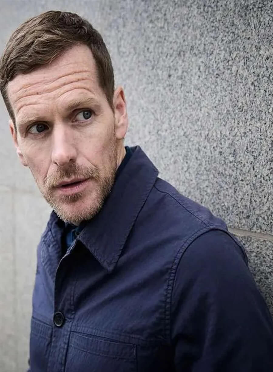 Shaun Evans Betrayal 2026 John Hughes Blue Cotton Jacket