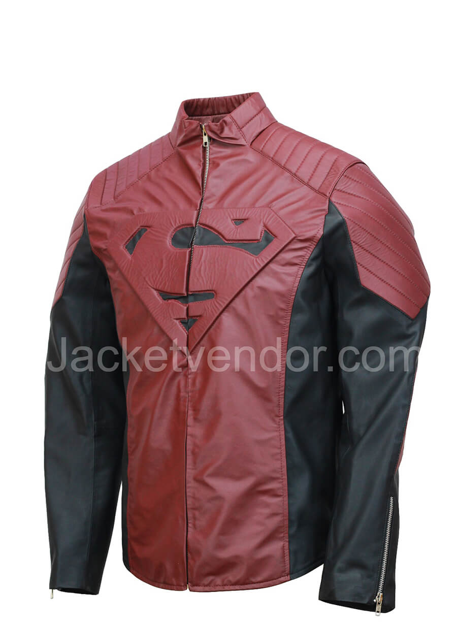 Superman Smallville Maroon and Black Leather Jacket