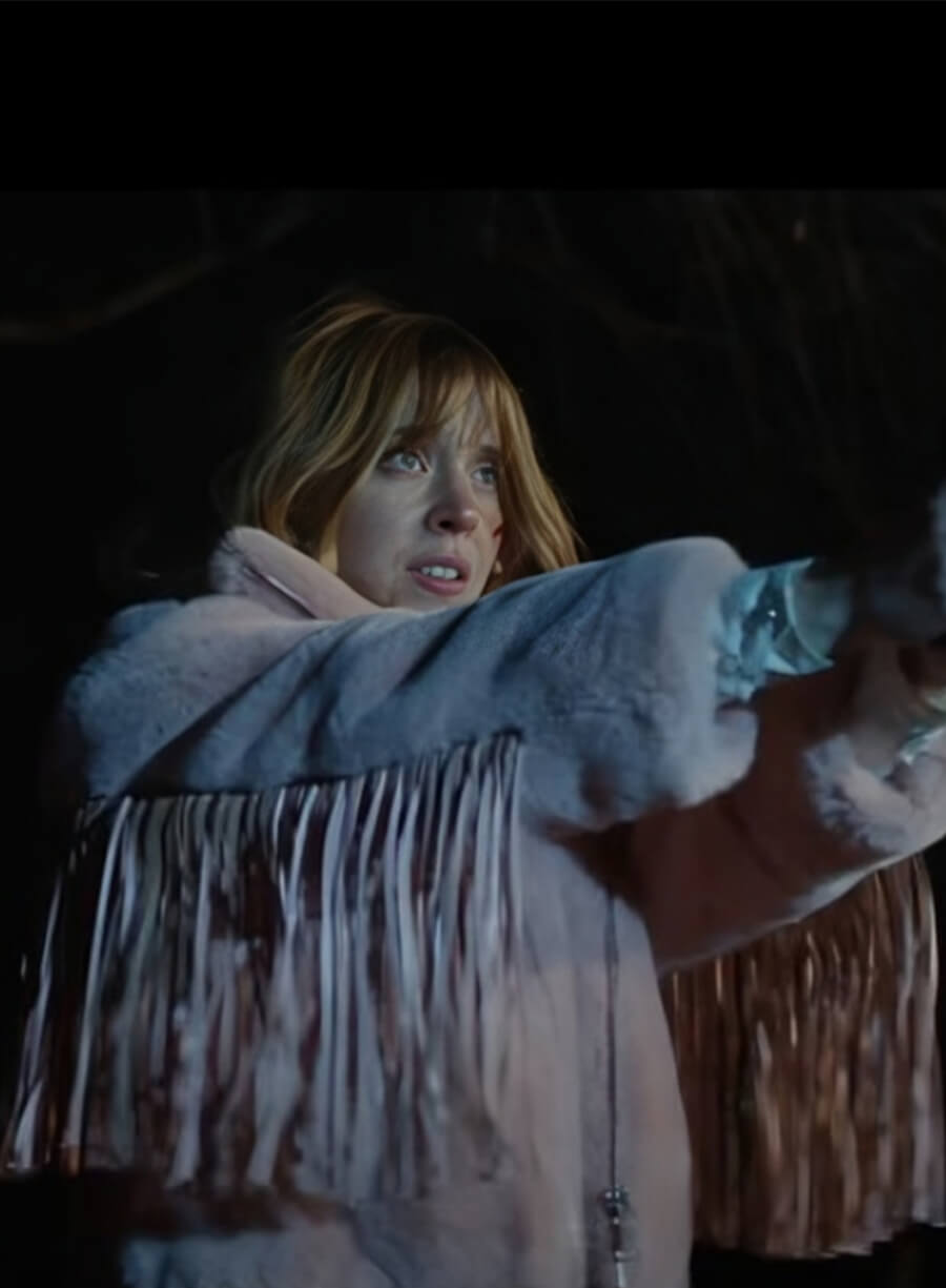 Sydney Sweeney Americana 2025 Penny Poplin Pink Fringe Jacket