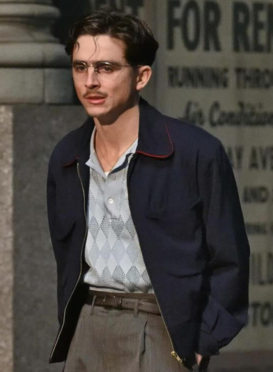 Timothée Chalamet Marty Supreme 2025 Marty Navy Blue Jacket