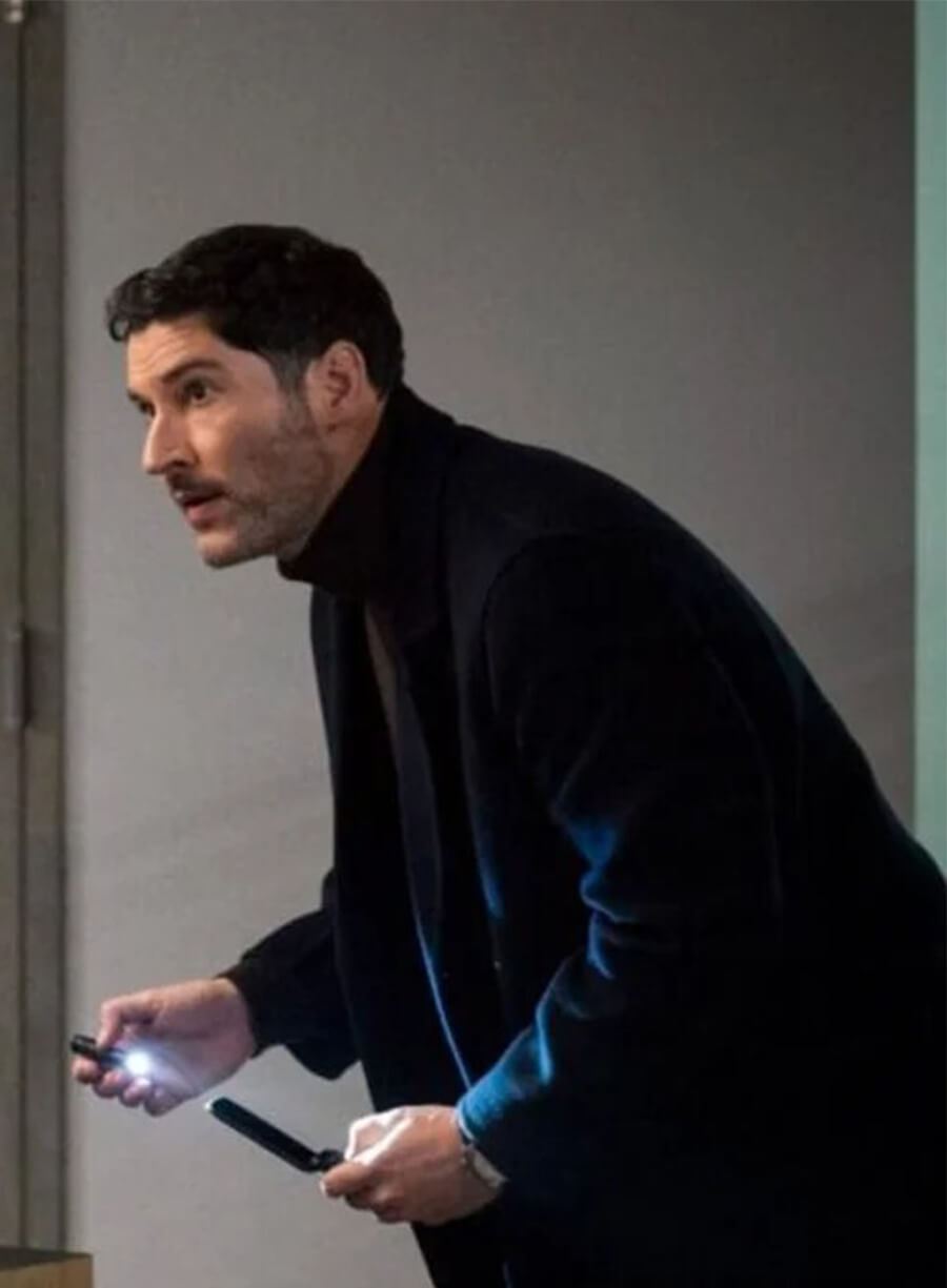 Tom Ellis CIA 2026 Colin Glass Wool Long Coat