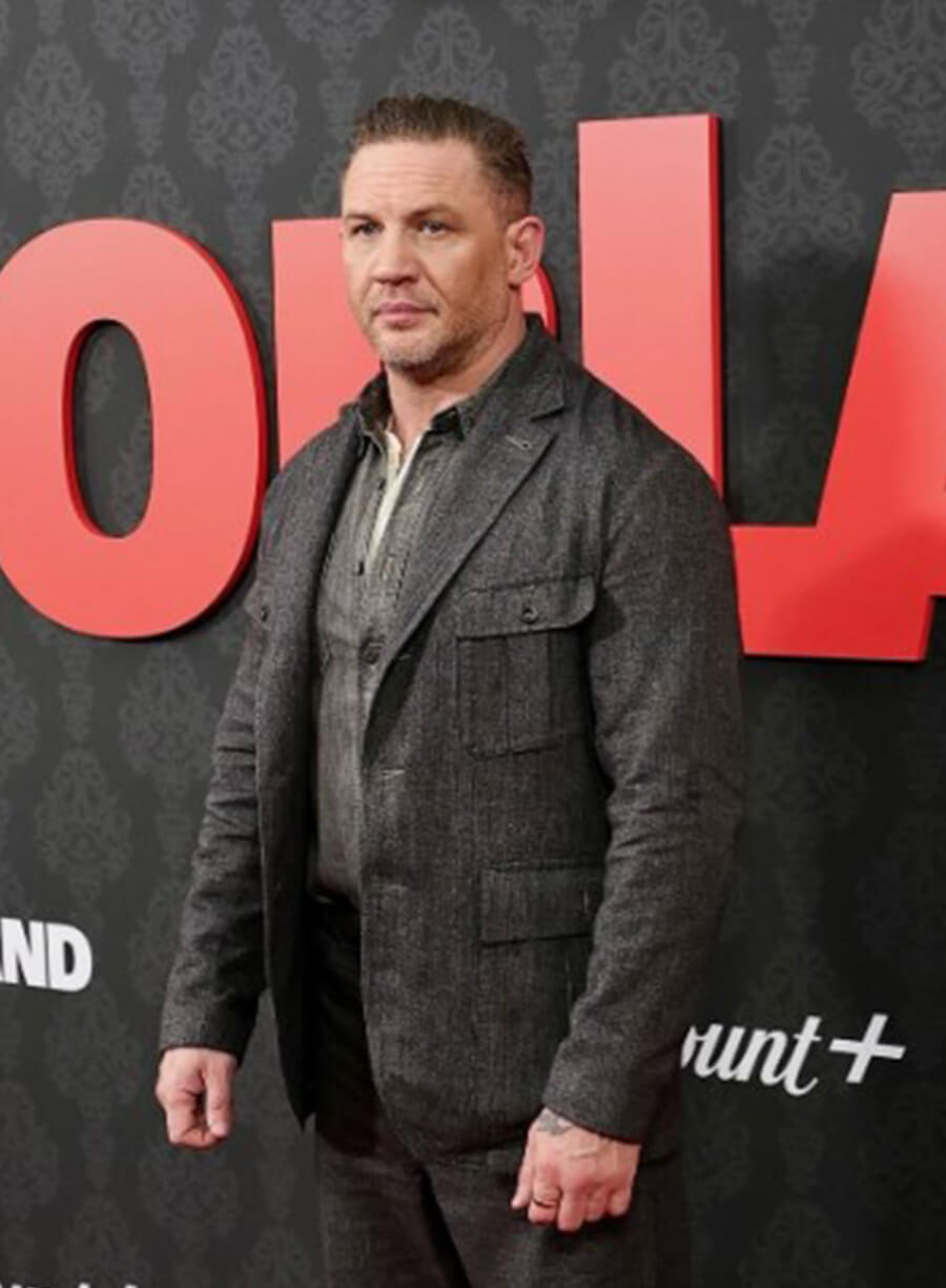 Tom Hardy MobLand Premiere Grey Coat