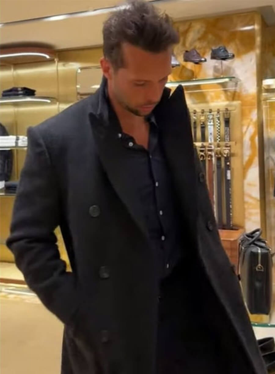Tristan Tate Black Wool Trench Coat