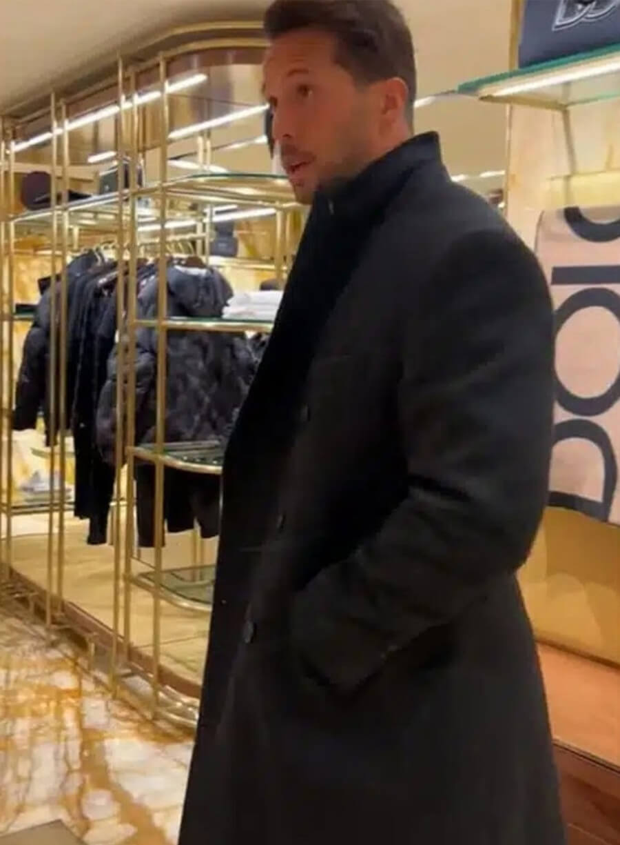 Tristan Tate Black Wool Trench Coat
