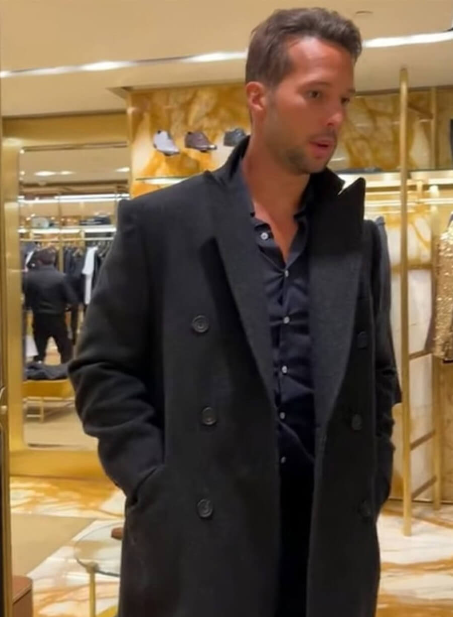 Tristan Tate Black Wool Trench Coat