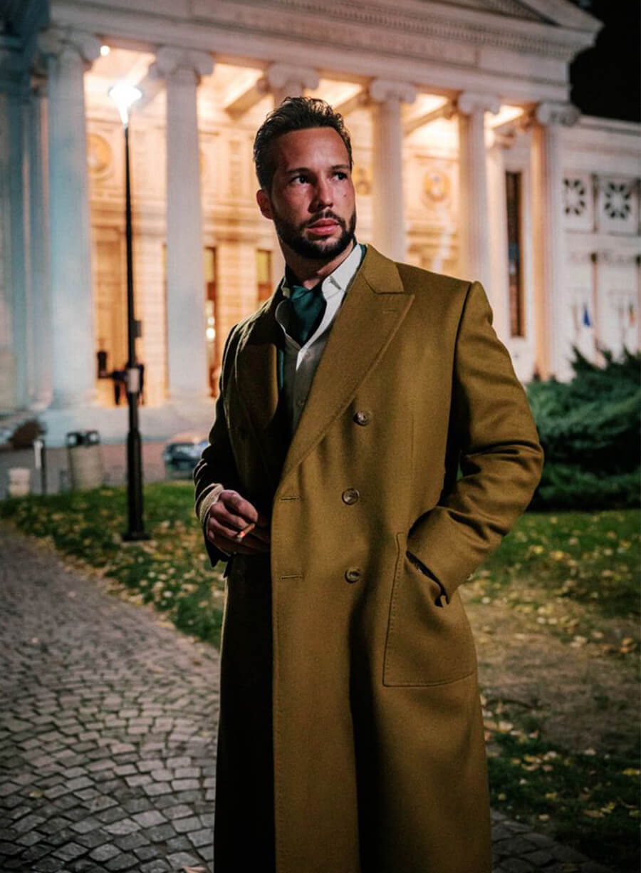 Tristan Tate Brown Wool Long Coat