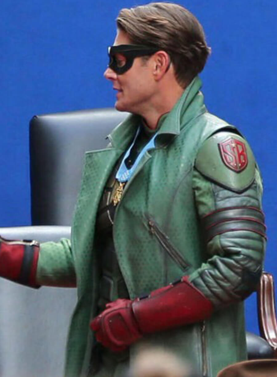 Vought Rising Jensen Ackles Soldier Boy Green Leather Coat