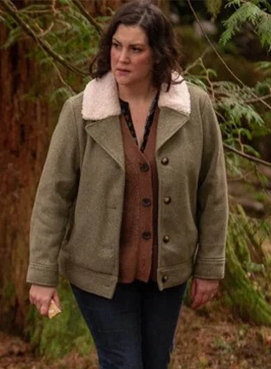 Yellowjackets Melanie Lynskey Shauna Shearling Green Jacket