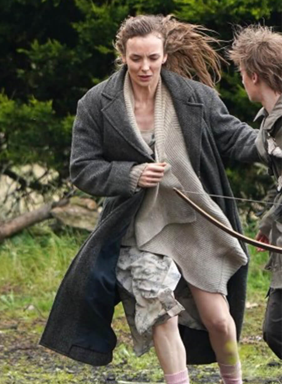 28 Years Later Jodie Comer Isla Grey Wool Coat 