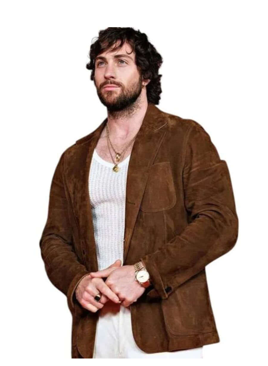 28 Years Later Johnson Aaron Taylor Jamie Brown Suede Leather Blazer