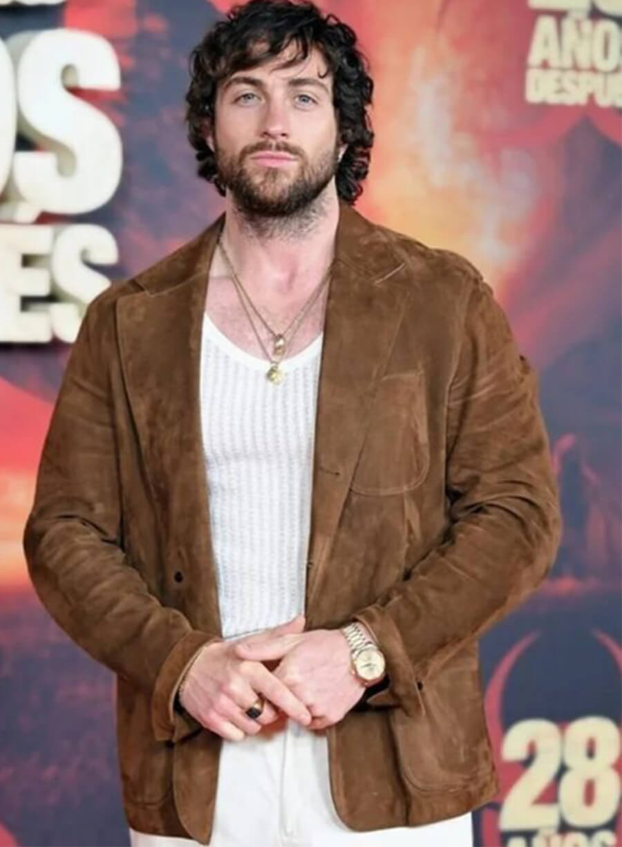 28 Years Later Johnson Aaron Taylor Jamie Brown Suede Leather Blazer
