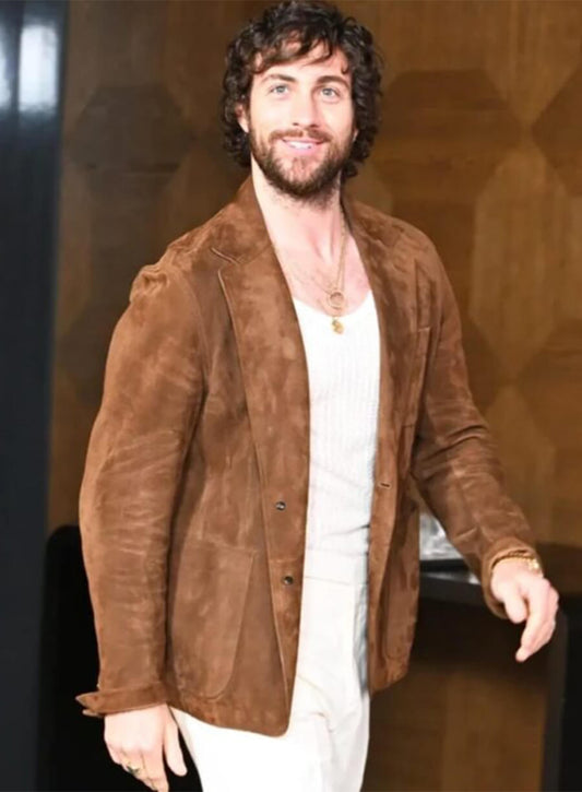 28 Years Later Johnson Aaron Taylor Jamie Brown Suede Leather Blazer