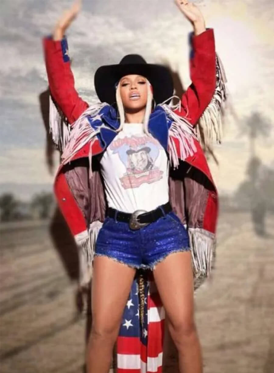 American Flag Beyonce Fringe Jacket