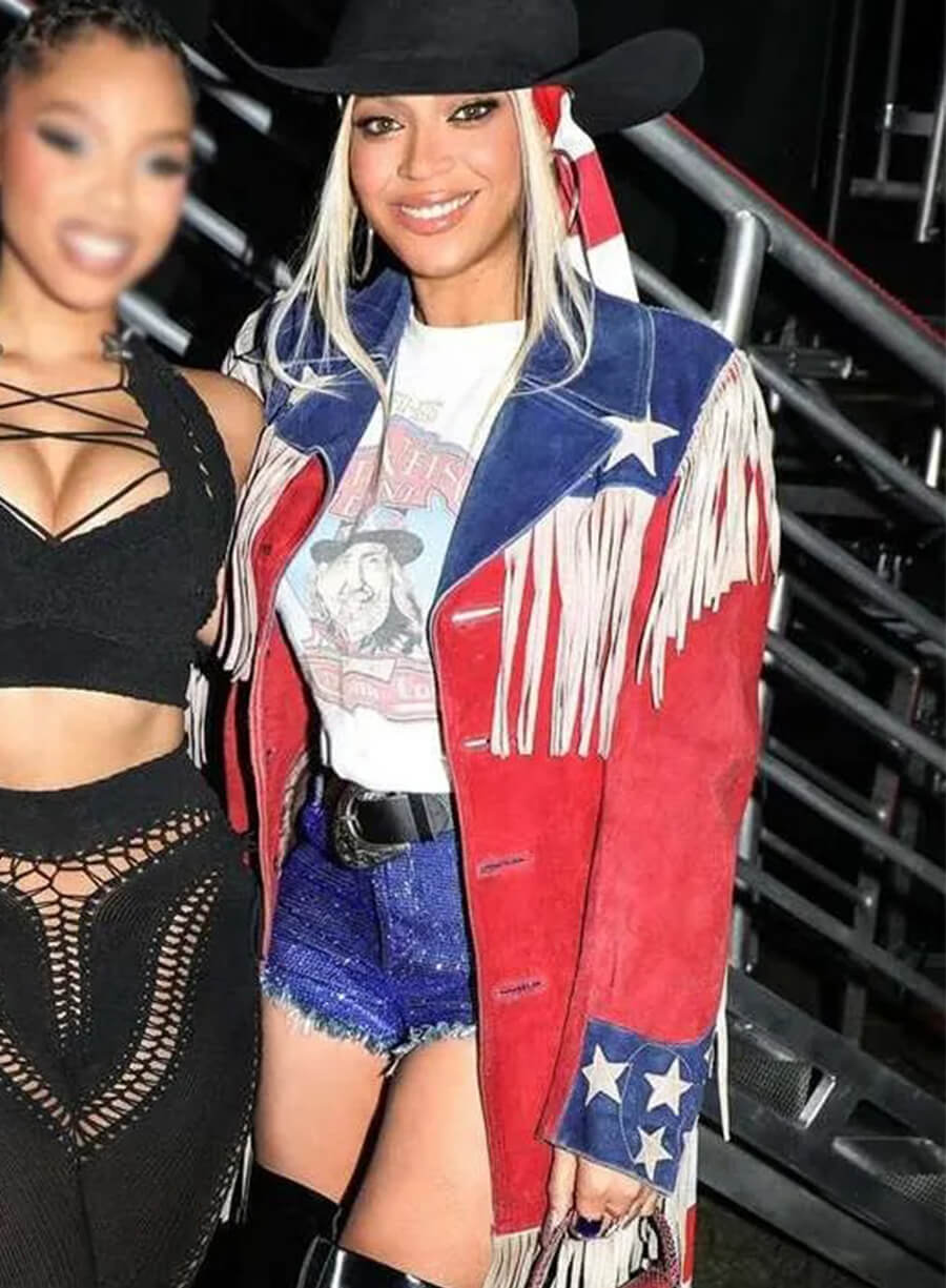 American Flag Beyonce Fringe Jacket