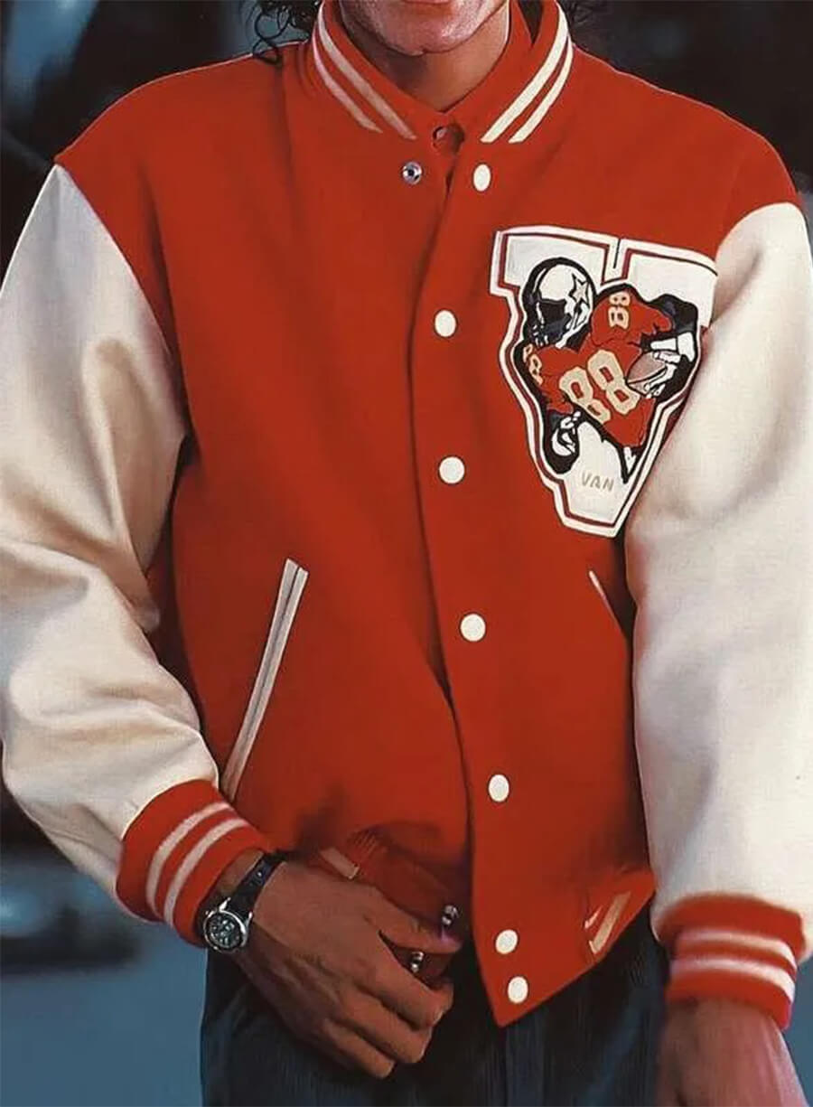 Michael 2026 Jaafar Jackson Red Varsity Jacket