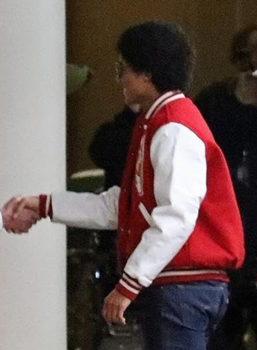 Michael 2026 Jaafar Jackson Red Varsity Jacket