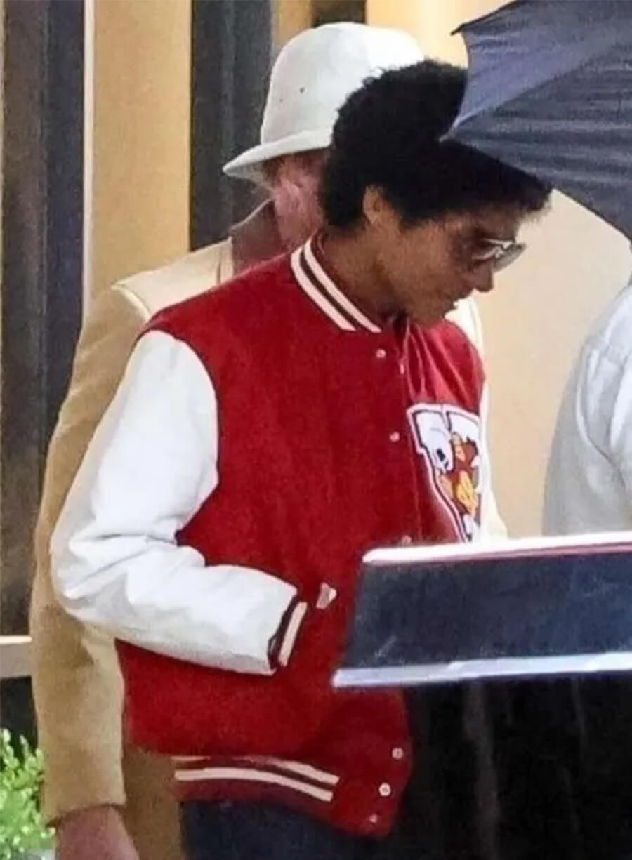 Michael 2026 Jaafar Jackson Red Varsity Jacket