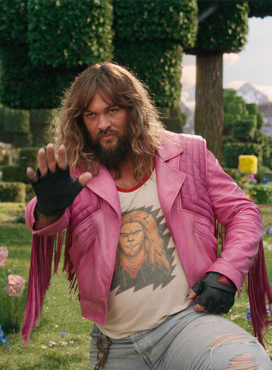 A Minecraft 2025 Jason Momoa Garett Pink Leather Jacket