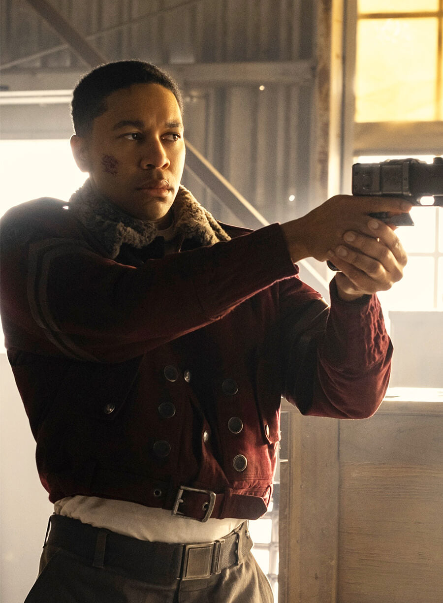 Aaron Moten  Fallout Season 2 Maximus Red Fur Jacket