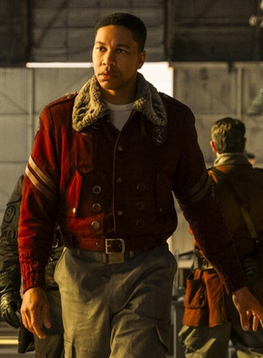 Aaron Moten  Fallout Season 2 Maximus Red Fur Jacket