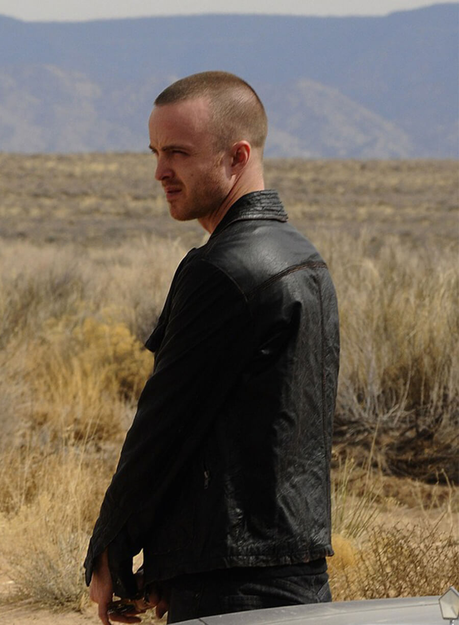 Aaron Paul Breaking Bad Jesse Pinkman Black Leather Jacket
