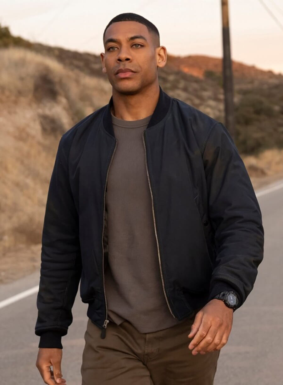 Aaron Pierre Lanterns 2026 John Stewart Navy Blue Jacket 