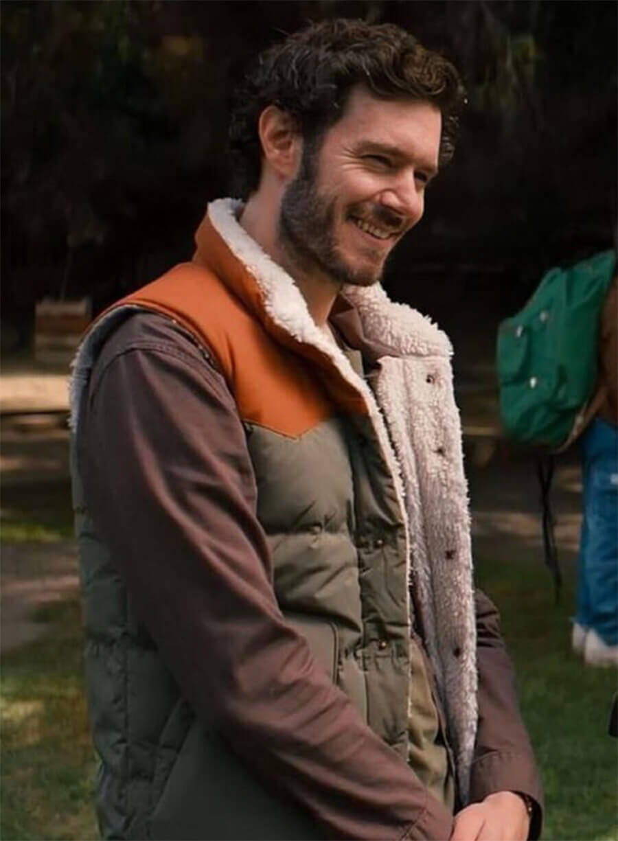 Adam Brody Nobody Wants This Noah Puffer Shearling Vest