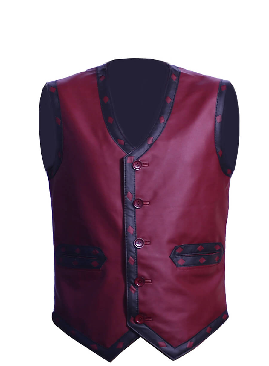 Ajax The Warriors Maroon Leather Costume Vest