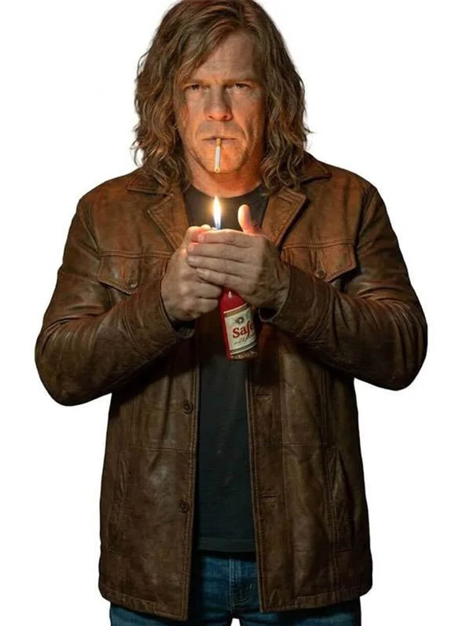 Alan Ritchson Motor City John Miller Brown Leather Jacket