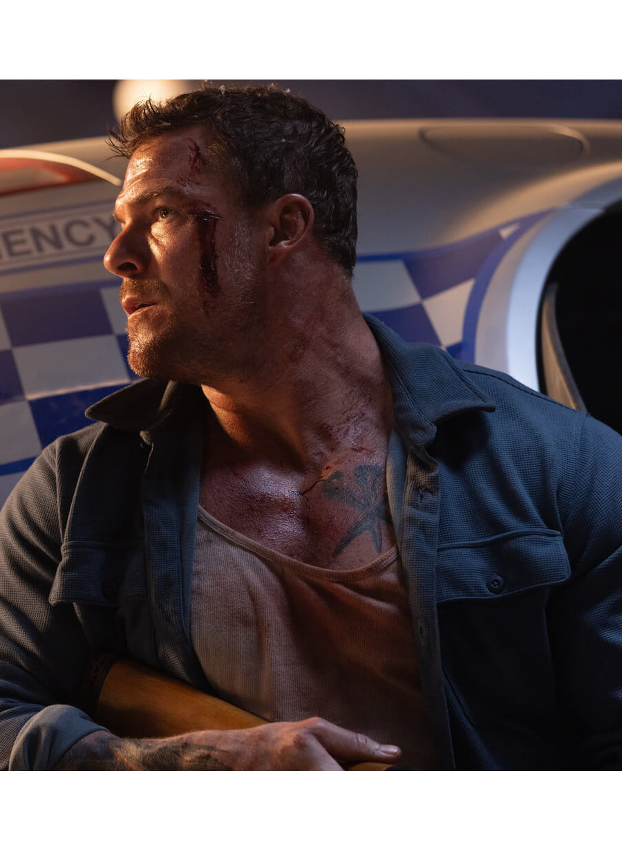 Alan Ritchson Runner Hank Blue Shirt Jacket