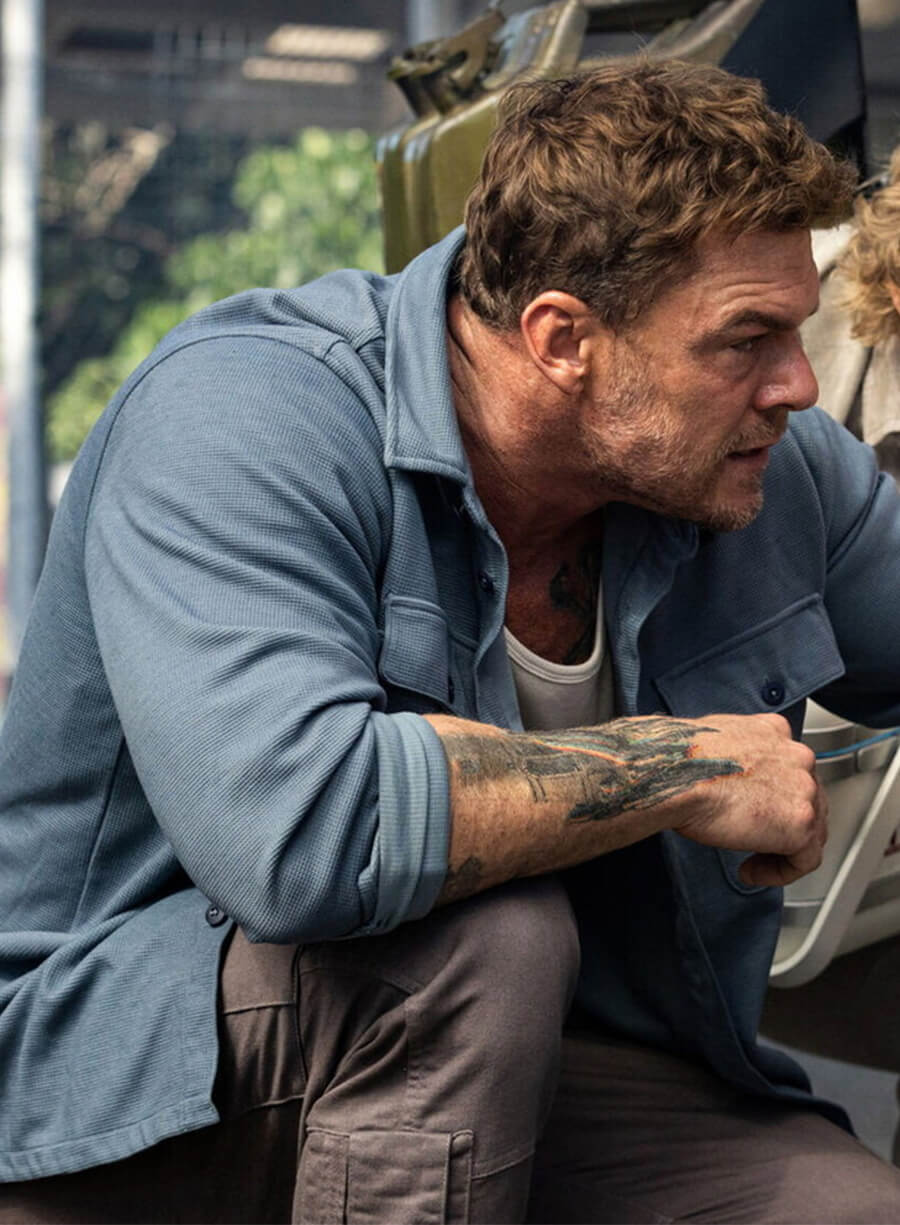 Alan Ritchson Runner Hank Blue Shirt Jacket