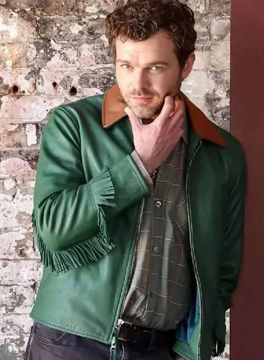 Alden Ehrenreich Cocaine Bear Eddie Green Leather Jacket