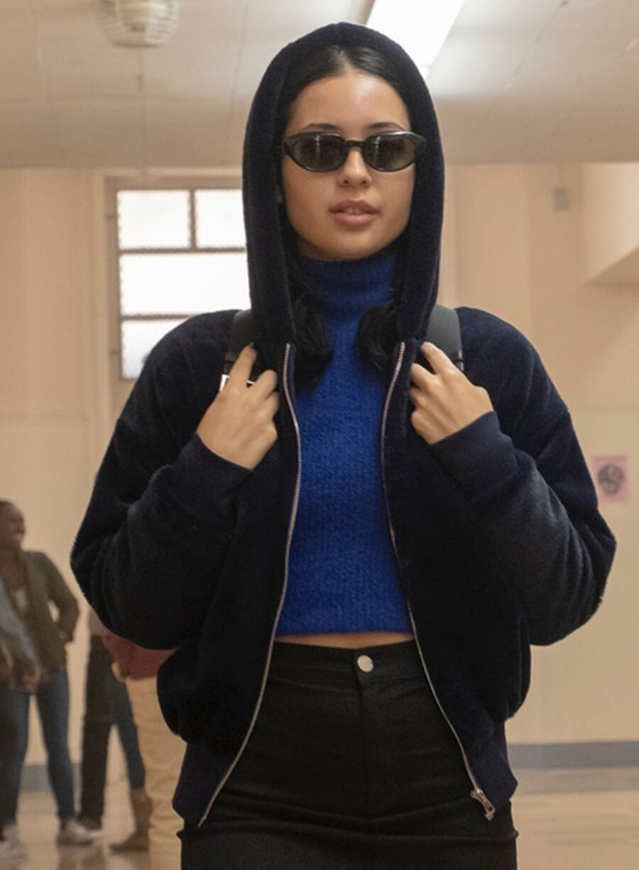 Alexa Demie Euphoria Maddy Perez Blue Zipper Hoodie Jacket