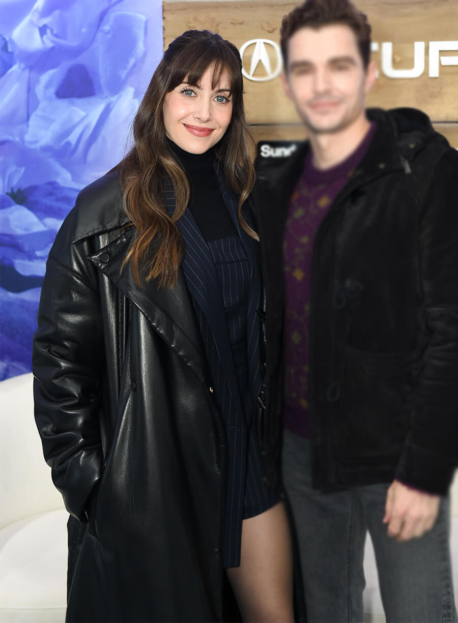 Alison Brie Together 2025 Millie Black Leather Coat