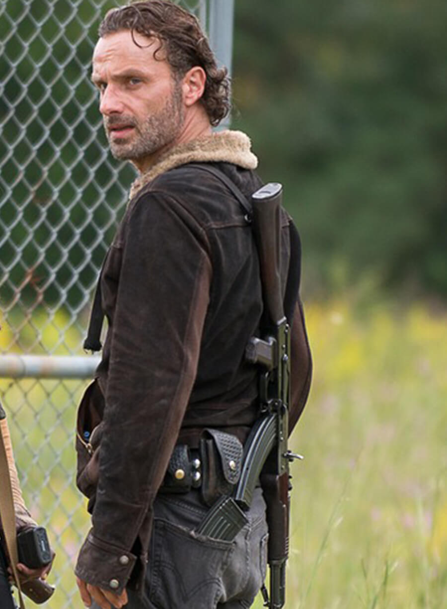 Andrew Lincoln The Walking Dead S05 Rick Grimes Fur Collar Jacket