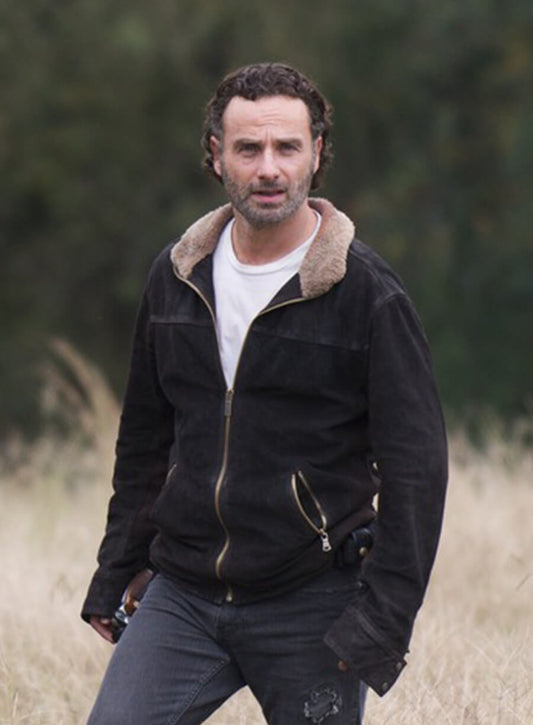 Andrew Lincoln The Walking Dead S05 Rick Grimes Fur Collar Jacket