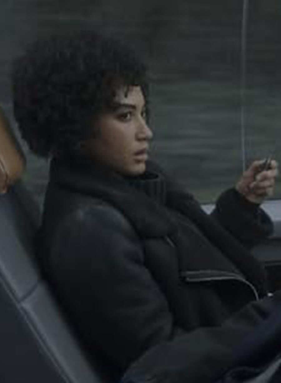 Andy Allo Upload Nora Antony Black Shearling Leather Jacket